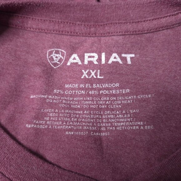 Ariat Boot Co. Mens Graphic T-Shirt XXL Short Sleeve Heathered Maroon Tee - Picture 5 of 5